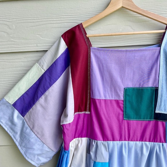 Handmade Quilted Patchwork Colorblock Dress SKU 05224 - Picture 7 of 10